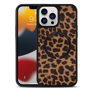 huismerk Leather Texture MagSafe Magnetic Phone Case For iPhone 13 Pro(Brown Leopard)