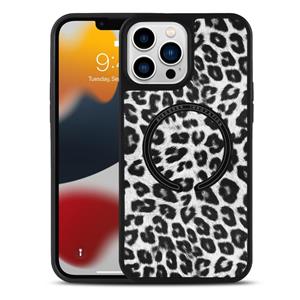 huismerk Leather Texture MagSafe Magnetic Phone Case For iPhone 13 Pro(Black Leopard)