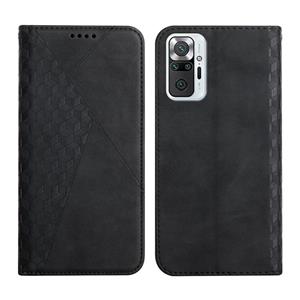 huismerk For Xiaomi Redmi Note 10 Pro Diamond Pattern Splicing Skin Feel Magnetic Horizontal Flip Leather Case with Card Slots & Holder & Wallet(Black)