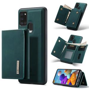 For Samsung Galaxy A21s DG.MING M1 Series 3-Fold Multi Card Wallet + Magnetic Back Cover Shockproof Case with Holder Function(Green)