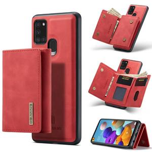 For Samsung Galaxy A21s DG.MING M1 Series 3-Fold Multi Card Wallet + Magnetic Back Cover Shockproof Case with Holder Function(Red)