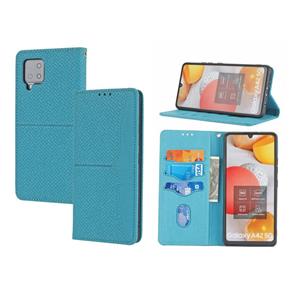 huismerk Voor Samsung Galaxy M32 Geweven textuur Stiksels Magnetische Horizontale Flip PU Lederen Case met Houder & Card Slots & Wallet & Lanyard