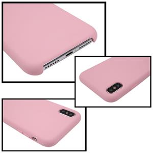 huismerk Voor iPhone X Pure kleur vloeibare siliconen + PC Dropproof beschermende back cover Case(Pink)