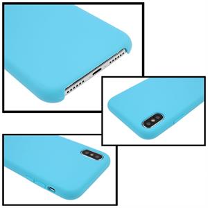 huismerk Voor iPhone X Pure kleur vloeibare siliconen + PC Dropproof beschermende Back Cover Case (blauw)