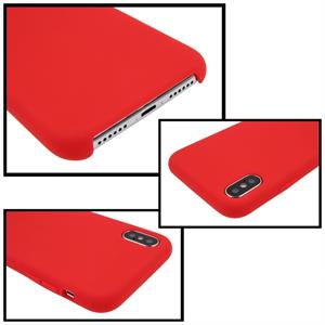 huismerk Voor iPhone X Pure kleur vloeibare siliconen + PC Dropproof beschermende back cover Case(Red)