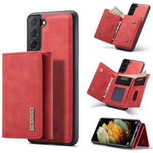 For Samsung Galaxy S21+ DG.MING M1 Series 3-Fold Multi Card Wallet + Magnetic Back Cover Shockproof Case with Holder Function(Red)