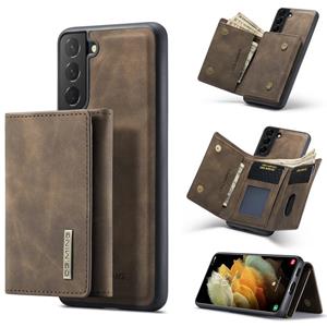 For Samsung Galaxy S21+ DG.MING M1 Series 3-Fold Multi Card Wallet + Magnetic Back Cover Shockproof Case with Holder Function(Coffee)