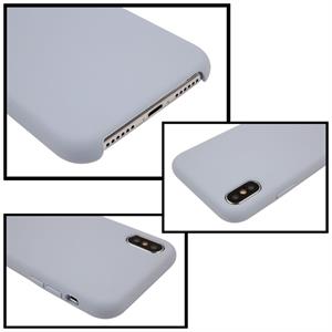 huismerk Voor iPhone X Pure kleur vloeibare siliconen + PC Dropproof back cover beschermhoes (licht paars)