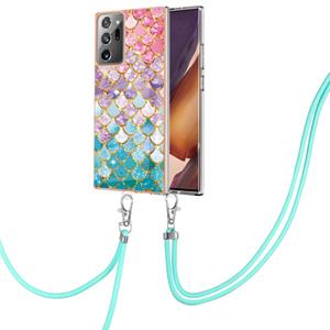 huismerk Voor Samsung Galaxy Note20 Ultra Electroplating IMD TPU -telefoonhoesje met lanyard (kleurrijke schalen)