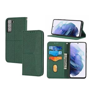 huismerk Voor Samsung Galaxy S21 + 5G Geweven textuur Stiksels Magnetische Horizontale Flip PU Lederen Case met Houder & Card Slots & Wallet & Lanyard