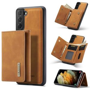 For Samsung Galaxy S21+ DG.MING M1 Series 3-Fold Multi Card Wallet + Magnetic Back Cover Shockproof Case with Holder Function(Brown)