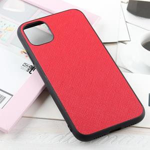 huismerk Hella Cross Textuur Echte Lederen Beschermhoes voor iPhone 12 mini(Rood)