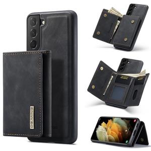 For Samsung Galaxy S21+ DG.MING M1 Series 3-Fold Multi Card Wallet + Magnetic Back Cover Shockproof Case with Holder Function(Black)