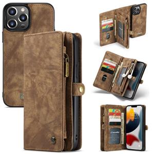 Caseme-008 Afneembare multifunctionele horizontale flip lederen tas met kaart slot & houder & rits portemonnee en fotolijst voor iPhone 13 pro max