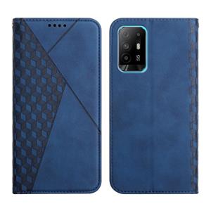 huismerk For OPPO A94 5G / F19 Pro+ 5G Diamond Pattern Splicing Skin Feel Magnetic Horizontal Flip Leather Case with Card Slots & Holder & Wallet(Blue)