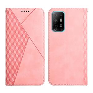 huismerk For OPPO A94 5G / F19 Pro+ 5G Diamond Pattern Splicing Skin Feel Magnetic Horizontal Flip Leather Case with Card Slots & Holder & Wallet(Rose Gold)