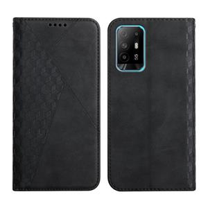 huismerk For OPPO A94 5G / F19 Pro+ 5G Diamond Pattern Splicing Skin Feel Magnetic Horizontal Flip Leather Case with Card Slots & Holder & Wallet(Black)