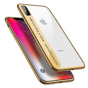 huismerk CAFELE voor iPhone X Ultra-thin galvaniseren zachte TPU back cover beschermhoes met Ring Holder(Gold)