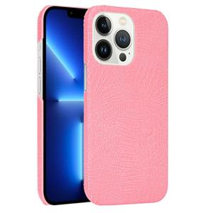 huismerk Crocodile PU + PC-telefooncase voor iPhone 13 Pro (Pink)