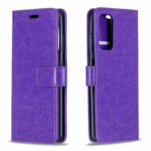 huismerk Voor Samsung Galaxy S21 Crazy Horse Textuur Horizontale Flip Leren Case Met Houder & Card Slots & Portemonnee & Fotolijst (Paars)