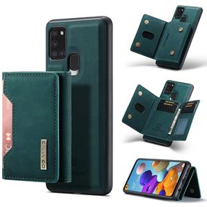 For Samsung Galaxy A21s DG.MING M2 Series 3-Fold Multi Card Bag + Magnetic Back Cover Shockproof Case with Wallet & Holder Function(Green)