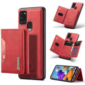 For Samsung Galaxy A21s DG.MING M2 Series 3-Fold Multi Card Bag + Magnetic Back Cover Shockproof Case with Wallet & Holder Function(Red)