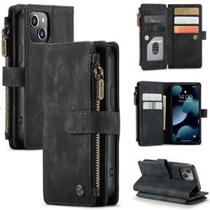 Caseme-C30 PU + TPU multifunctionele horizontale flip lederen tas met houder & kaart slot & portemonnee & rits zak voor iPhone 13 mini