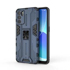 huismerk Voor OPPO Reno6 Pro 5G Supersonic PC + TPU Schokbestendige beschermhoes met houder (donkerblauw)