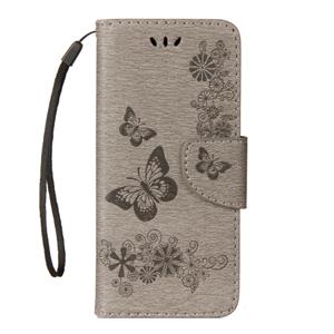 huismerk Voor Galaxy S9 Vintage reliëf bloemen vlinder patroon horizontale Flip lederen draagtas met kaartslot & houder & portemonnee & Lanyard(Grey)