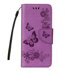 huismerk Voor Galaxy S9 Vintage reliëf bloemen vlinder patroon horizontale Flip lederen draagtas met kaartslot & houder & portemonnee & Lanyard(Purple)