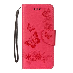 huismerk Voor Galaxy S9 Vintage reliëf bloemen vlinder patroon horizontale Flip lederen draagtas met kaartslot & houder & portemonnee & Lanyard(Red)