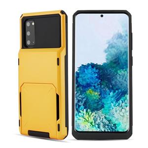 huismerk For Galaxy S20 Drop & Shockproof TPU+PC Case with Card Slot(Yellow)