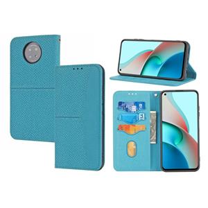 huismerk Voor Xiaomi Redmi Note 9 5G geweven textuur stiksels magnetische horizontale flip pu lederen tas met houder & kaart slots & portemonnee & lanyard