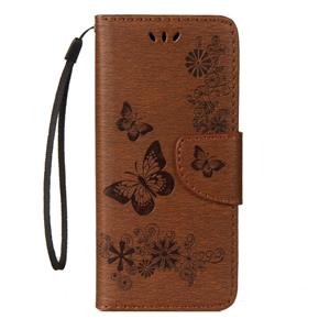 huismerk Voor SamsungGalaxy S9 Vintage reliëf bloemen vlinder patroon horizontale Flip lederen draagtas met kaartslot & houder & portemonnee & Lanyard(Brown)