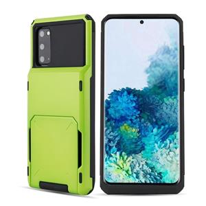 huismerk Voor Galaxy S20 Drop & Shockproof TPU+PC Case met Kaartslot(Groen)