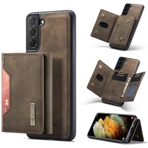 For Samsung Galaxy S21+ DG.MING M2 Series 3-Fold Multi Card Bag + Magnetic Back Cover Shockproof Case with Wallet & Holder Function(Coffee)