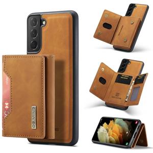 For Samsung Galaxy S21+ DG.MING M2 Series 3-Fold Multi Card Bag + Magnetic Back Cover Shockproof Case with Wallet & Holder Function(Brown)