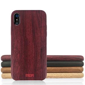 MOFI voor iPhone X Element serie hout textuur zachte beschermende back cover Case(Wine Red)