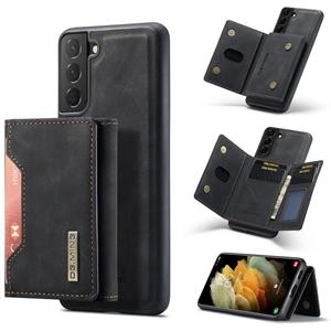 For Samsung Galaxy S21+ DG.MING M2 Series 3-Fold Multi Card Bag + Magnetic Back Cover Shockproof Case with Wallet & Holder Function(Black)