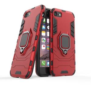 huismerk Voor iPhone SE 2020 Schokbestendige PC + TPU beschermhoes met magnetische ringhouder(rood)