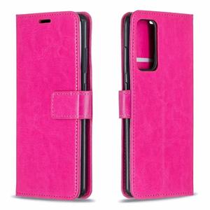 huismerk Voor Samsung Galaxy S21 Ultra Crazy Horse Texture horizontale flip lederen hoesje met houder kaart slots & portemonnee & fotolijst (roze)