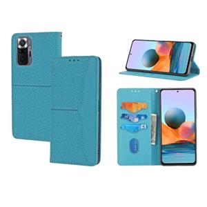 huismerk Voor Xiaomi Redmi Note 10 PRO 5G Geweven textuur Stiksels Magnetische Horizontale Flip PU Lederen Case met Houder & Card Slots & Wallet & Lanyard