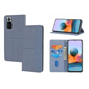 huismerk Voor Xiaomi Redmi Note 10 Pro 5G geweven textuur stiksels magnetische horizontale flip PU lederen hoesje met houder kaart slots & portemonnee &lanya