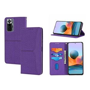 huismerk Voor Xiaomi Redmi Note 10 PRO 5G geweven textuur stiksels magnetische horizontale flip pu lederen tas met houder & kaart slots & portemonnee & lanyard