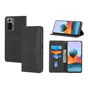 huismerk Voor Xiaomi Redmi Note 10 PRO 5G geweven textuur stiksels magnetische horizontale flip PU lederen tas met houder & kaart slots & portemonnee en lanyar