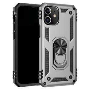 huismerk Voor iPhone 12 5 4 inch Schokbestendige TPU + pc-beschermhoes met 360 graden roterende houder(Zilver)