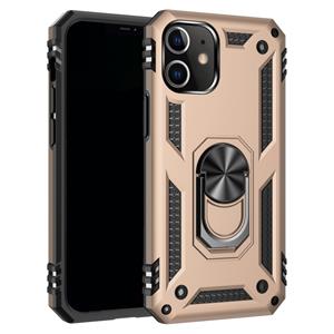 huismerk Voor iPhone 12 5 4 inch Schokbestendige TPU + pc-beschermhoes met 360 graden roterende houder(Goud)