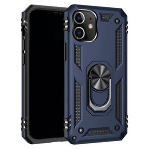 huismerk Voor iPhone 12 mini Schokbestendige TPU + PC Beschermhoes met 360 graden roterende houder (blauw)