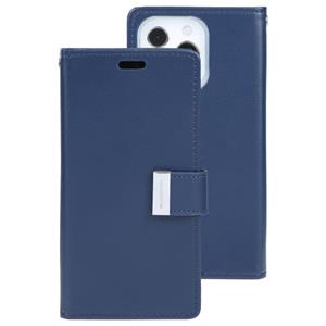 goospery Goosspery Rich Diary Crazy Horse Textuur Horizontale Flip Lederen Case met Houder & Kaart Slots & Portemonnee voor iPhone 13 Pro (Blauw)