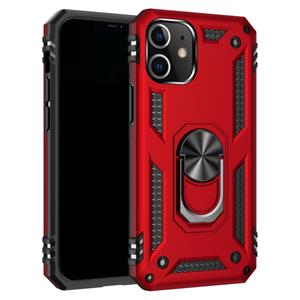 huismerk Voor iPhone 12 5 4 inch Schokbestendige TPU + pc-beschermhoes met 360 graden roterende houder(rood)